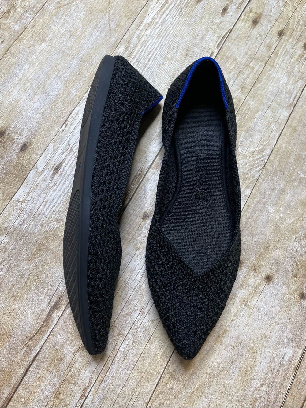 Rothy’s The Point Black Honeycomb Knit Flats Shoes